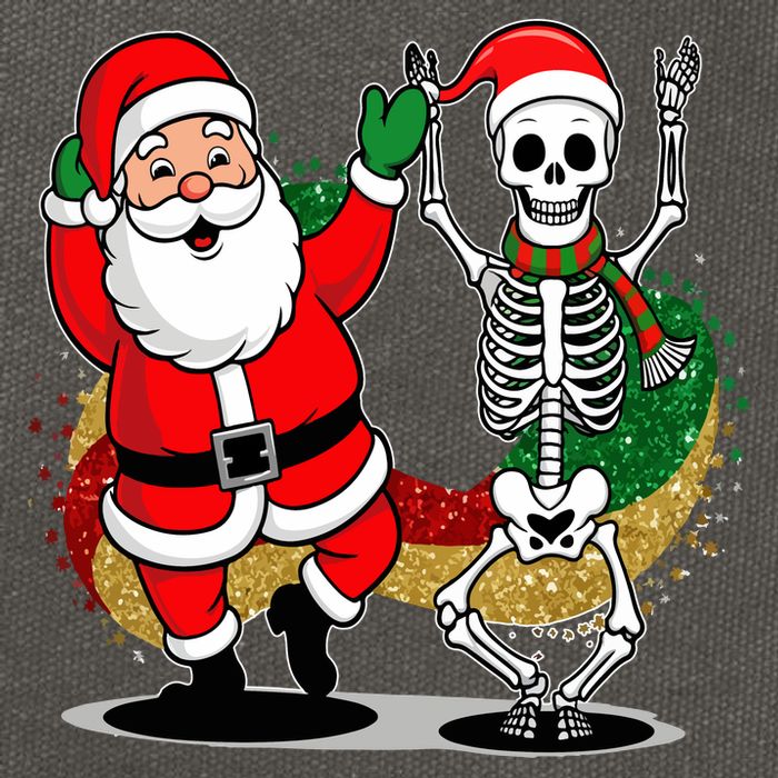 Santa Claus & Skeleton Christmas Cotton Canvas Backpack