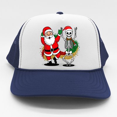 Santa Claus & Skeleton Christmas Trucker Hat