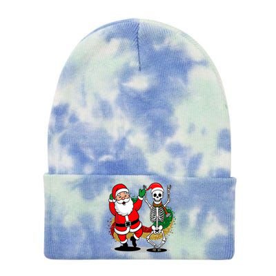 Santa Claus & Skeleton Christmas Tie Dye 12in Knit Beanie