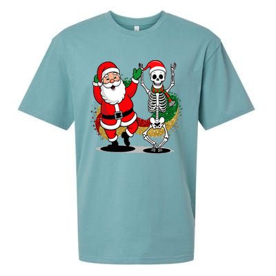 Santa Claus & Skeleton Christmas Sueded Cloud Jersey T-Shirt