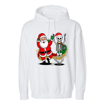 Santa Claus & Skeleton Christmas Garment-Dyed Fleece Hoodie