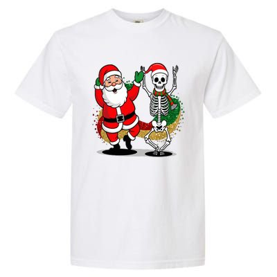 Santa Claus & Skeleton Christmas Garment-Dyed Heavyweight T-Shirt