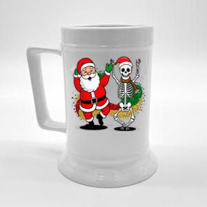 Santa Claus & Skeleton Christmas Beer Stein