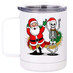 Santa Claus & Skeleton Christmas 12 oz Stainless Steel Tumbler Cup