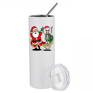 Santa Claus & Skeleton Christmas Stainless Steel Tumbler