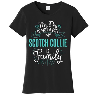 S Cute Scotch Collie Design Family Dog Giftn Vneck Women's T-Shirt