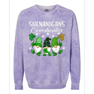 Shenanigans Coordinator St Patricks Day Gnomes Green Proud Colorblast Crewneck Sweatshirt