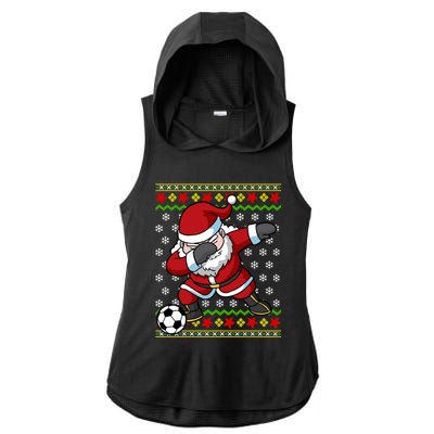 Santa Claus Soccer Dabbing Ugly Christmas Boy Teen Ladies PosiCharge Tri-Blend Wicking Draft Hoodie Tank