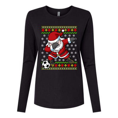 Santa Claus Soccer Dabbing Ugly Christmas Boy Teen Womens Cotton Relaxed Long Sleeve T-Shirt