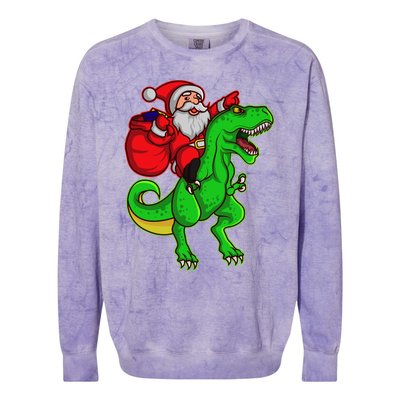 Santa Claus Sweater Dad Christmas Dino Trex Tree Rex Meaningful Gift Colorblast Crewneck Sweatshirt