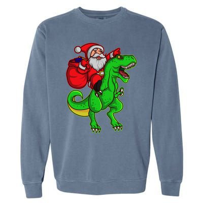 Santa Claus Sweater Dad Christmas Dino Trex Tree Rex Meaningful Gift Garment-Dyed Sweatshirt