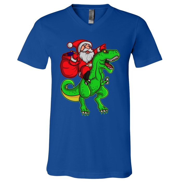 Santa Claus Sweater Dad Christmas Dino Trex Tree Rex Meaningful Gift V-Neck T-Shirt