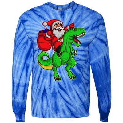 Santa Claus Sweater Dad Christmas Dino Trex Tree Rex Meaningful Gift Tie-Dye Long Sleeve Shirt