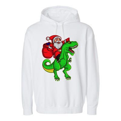 Santa Claus Sweater Dad Christmas Dino Trex Tree Rex Meaningful Gift Garment-Dyed Fleece Hoodie