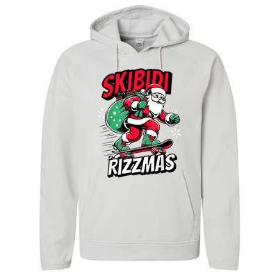 Santa Clause Skating Board Xmas Performance Fleece Hoodie