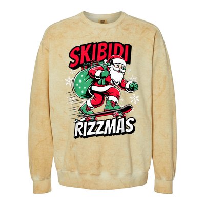 Santa Clause Skating Board Xmas Colorblast Crewneck Sweatshirt