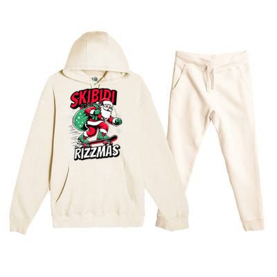 Santa Clause Skating Board Xmas Premium Hooded Sweatsuit Set