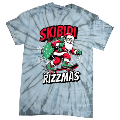 Santa Clause Skating Board Xmas Tie-Dye T-Shirt