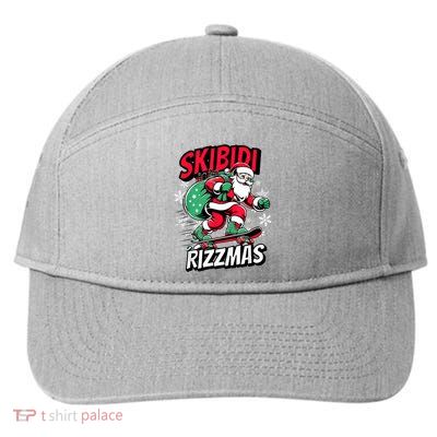 Santa Clause Skating Board Xmas 7-Panel Snapback Hat
