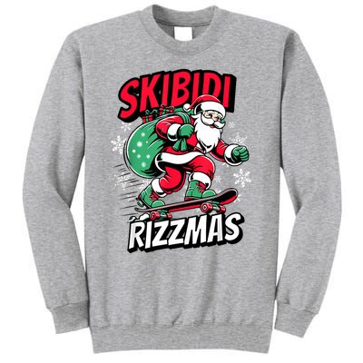 Santa Clause Skating Board Xmas Tall Sweatshirt