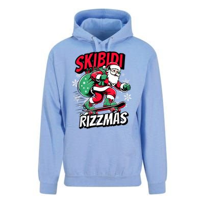 Santa Clause Skating Board Xmas Unisex Surf Hoodie