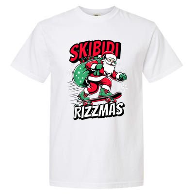 Santa Clause Skating Board Xmas Garment-Dyed Heavyweight T-Shirt