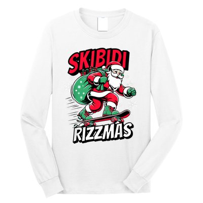 Santa Clause Skating Board Xmas Long Sleeve Shirt