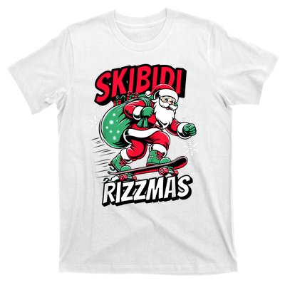 Santa Clause Skating Board Xmas T-Shirt