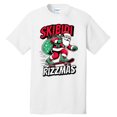 Santa Clause Skating Board Xmas Tall T-Shirt