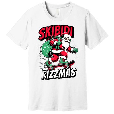 Santa Clause Skating Board Xmas Premium T-Shirt