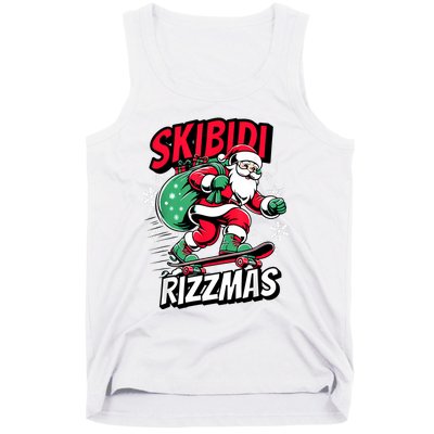 Santa Clause Skating Board Xmas Tank Top