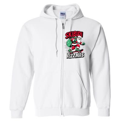 Santa Clause Skating Board Xmas Full Zip Hoodie