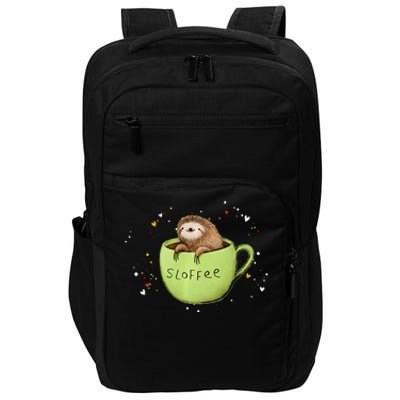 Sloffee Coffee Sloth Funny Sloth Coffee Lover Gift Impact Tech Backpack