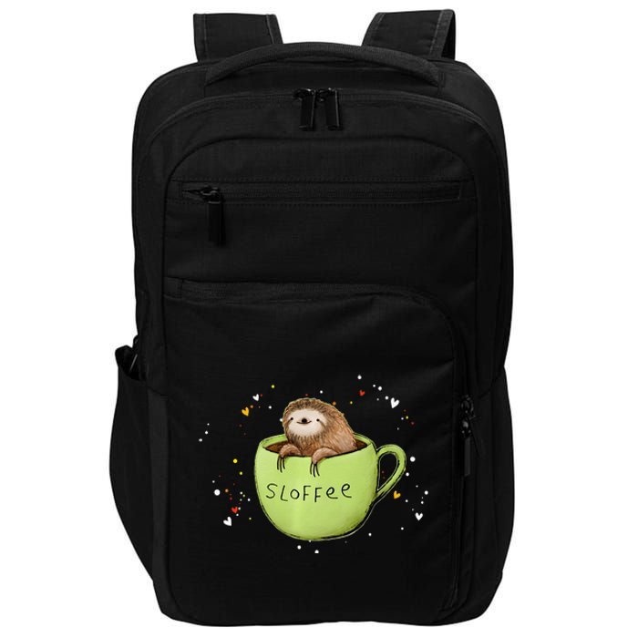 Sloffee Coffee Sloth Funny Sloth Coffee Lover Gift Impact Tech Backpack