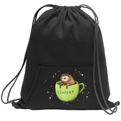 Sloffee Coffee Sloth Funny Sloth Coffee Lover Gift Sweatshirt Cinch Pack Bag