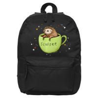 Sloffee Coffee Sloth Funny Sloth Coffee Lover Gift 16 in Basic Backpack