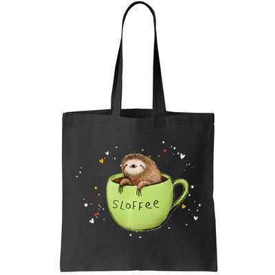 Sloffee Coffee Sloth Funny Sloth Coffee Lover Gift Tote Bag