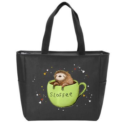 Sloffee Coffee Sloth Funny Sloth Coffee Lover Gift Zip Tote Bag