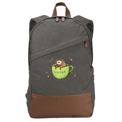 Sloffee Coffee Sloth Funny Sloth Coffee Lover Gift Cotton Canvas Backpack