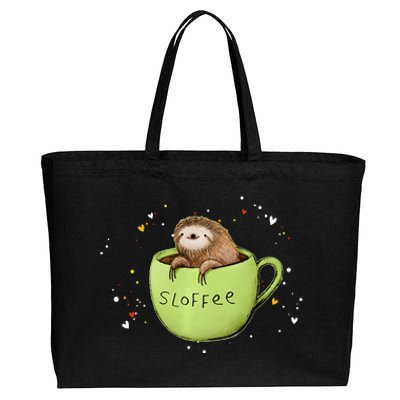 Sloffee Coffee Sloth Funny Sloth Coffee Lover Gift Cotton Canvas Jumbo Tote