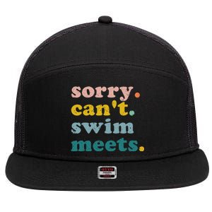 Sorry Can't Swim Meets Funny Retro Swimming Coach Swimmer 7 Panel Mesh Trucker Snapback Hat