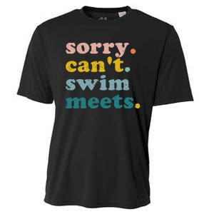 Sorry Can't Swim Meets Funny Retro Swimming Coach Swimmer Cooling Performance Crew T-Shirt