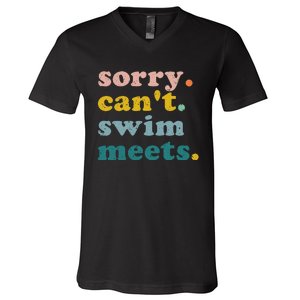 Sorry Can't Swim Meets Funny Retro Swimming Coach Swimmer V-Neck T-Shirt