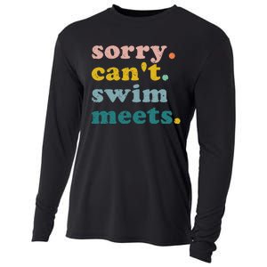 Sorry Can't Swim Meets Funny Retro Swimming Coach Swimmer Cooling Performance Long Sleeve Crew