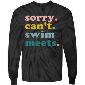 Sorry Can't Swim Meets Funny Retro Swimming Coach Swimmer Tie-Dye Long Sleeve Shirt