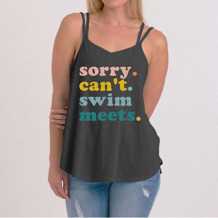 Sorry Can't Swim Meets Funny Retro Swimming Coach Swimmer Women's Strappy Tank