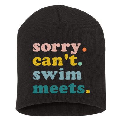 Sorry Can't Swim Meets Funny Retro Swimming Coach Swimmer Short Acrylic Beanie