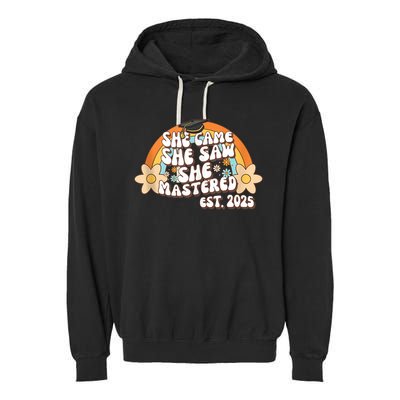 She Came She Saw She Mastered Master's Degree 2025 Graduate Garment-Dyed Fleece Hoodie