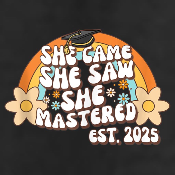 She Came She Saw She Mastered Master's Degree 2025 Graduate 7 Panel Mesh Trucker Snapback Hat