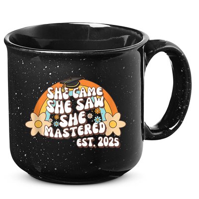 She Came She Saw She Mastered Master's Degree 2025 Graduate 15oz Campfire Ceramic Mug